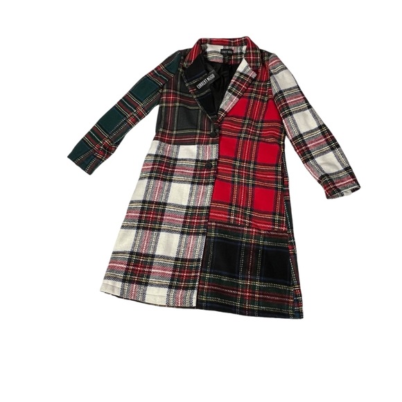 NWT DOLLS KILL SIZE MEDIUM PLAID LONG TASTE OF FURY PLAID COAT**89 ON DOLLS KILL - Picture 2 of 9